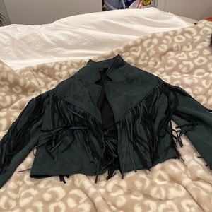 Hunter green tassel western jacket from SHEIN. Size S